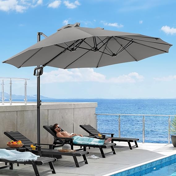 8x13 FT Cantilever Patio Umbrella with Free Height Adjustment