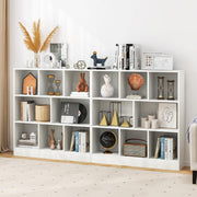 8-Cube Bookshelf, 39.5”L Floor Bookcase with 2 Anti-Tipping Kits, Freestanding Storage Organizer, 4-Tier Display Shelf for Home, Office & Dorms, Natural/White (White, 8-Cube)