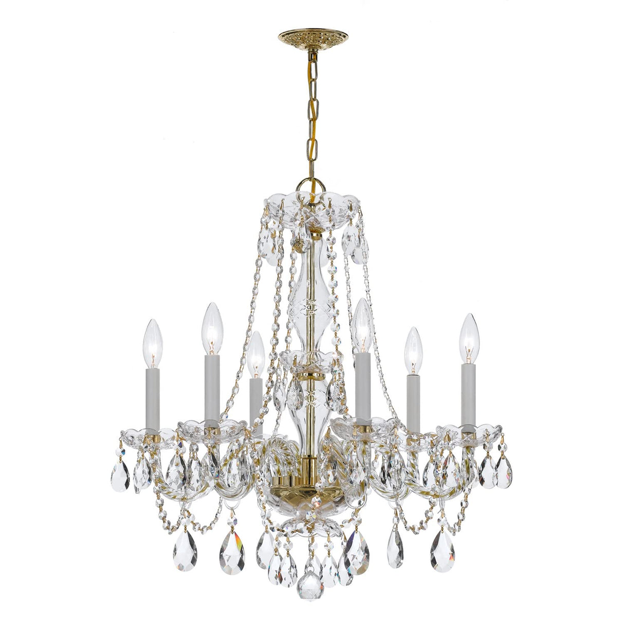 Six Light Chandelier in Classic Style - 23 Inches Wide by 25 Inches High-Hand Cut Crystal