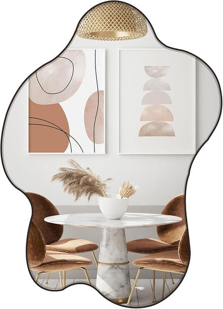 Full Length Mirror 63"x23.6" Irregular Wall Mounted Mirror, Large Asymmetrical Beveled