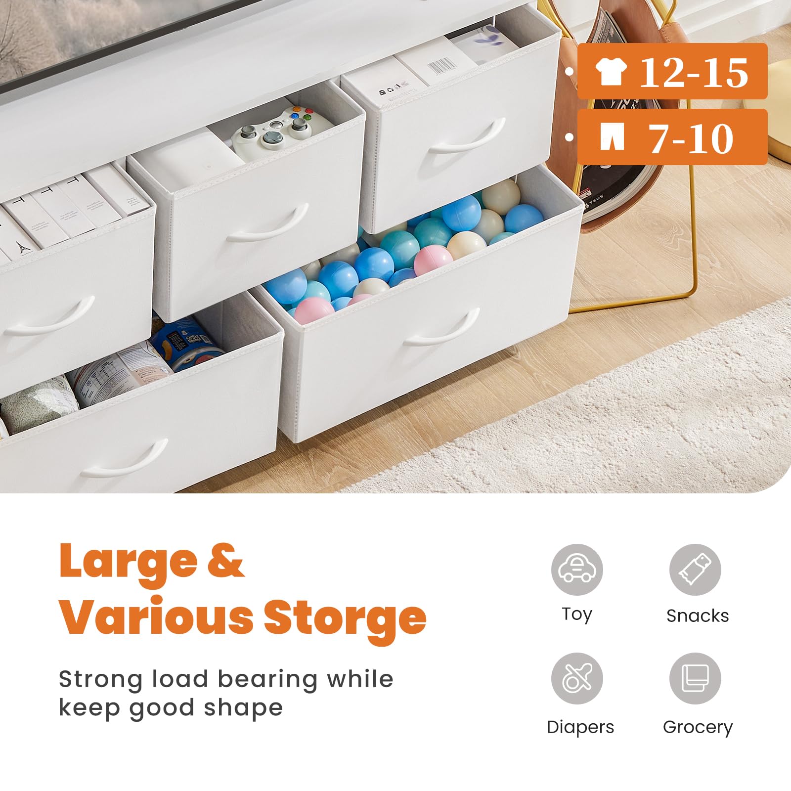 Dresser for Bedroom, Drawer Dresser Organizer Storage with 5 Drawers Short Dresser,