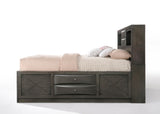 Ireland Full Captain's Bed with Storage - Gray Oak Finish