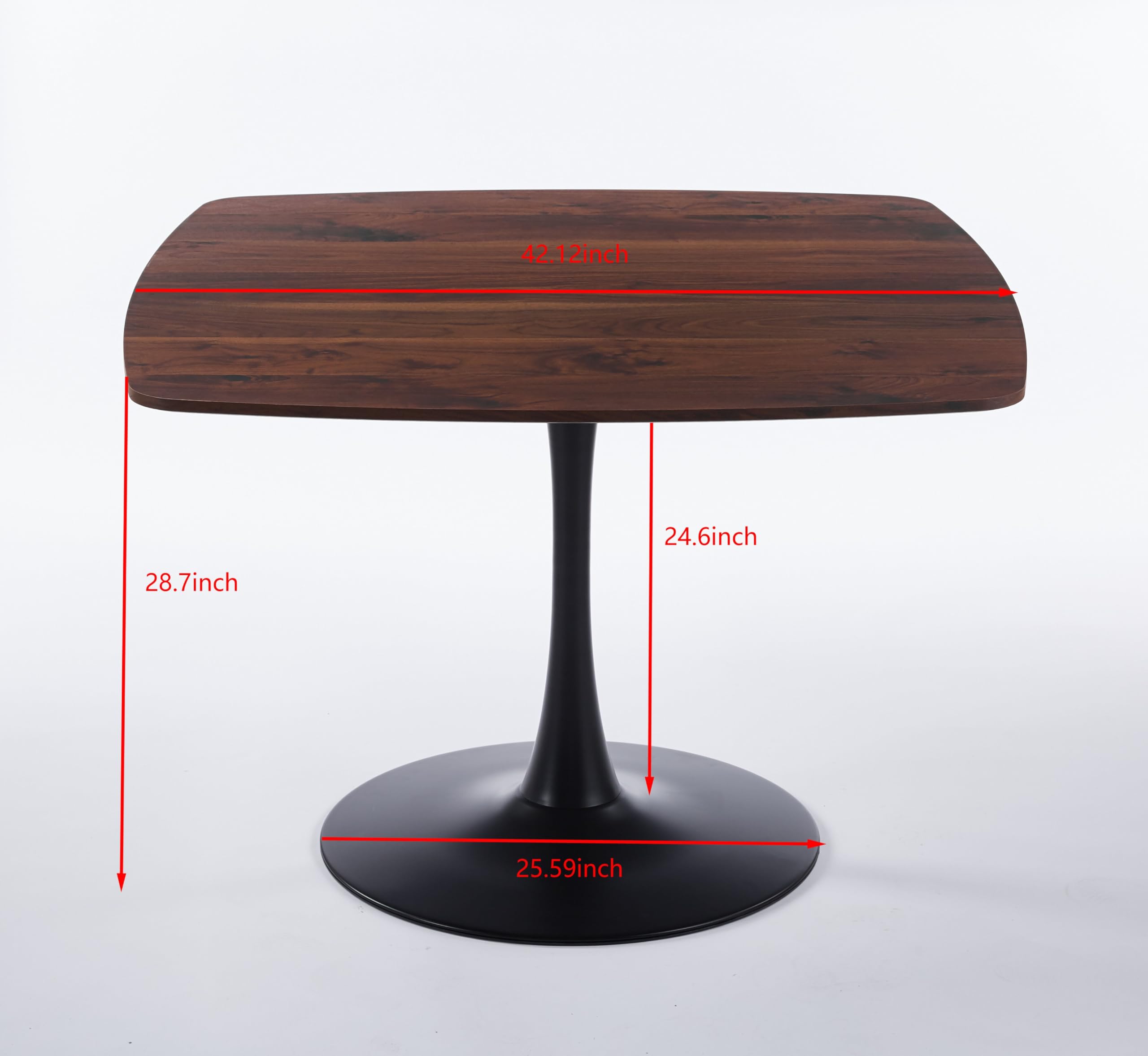 42 Inch Square Dining Table - Mid-Century Modern Pedestal Base