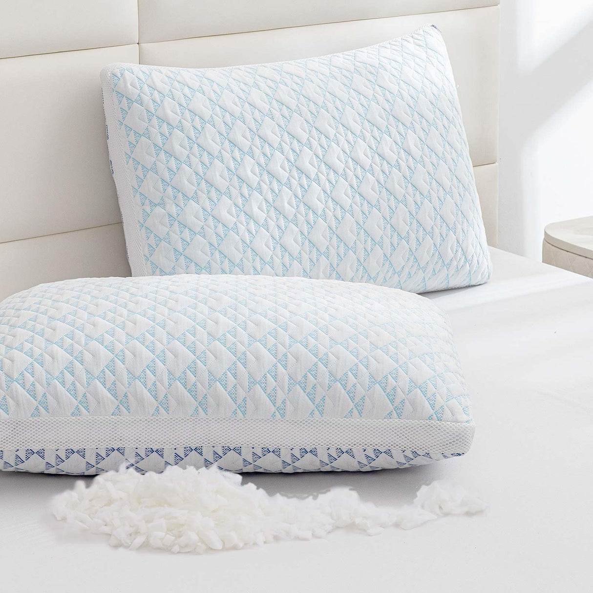 Shredded Memory Foam Cooling Soft Bamboo Viscose Pillows Queen Size Set of 2