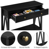 Modern Sofa/Couch Table, 2 Tier Console Table with 1 Drawer and Storage Shelf