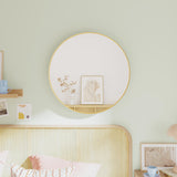 28" Wall Circle Mirror for Bathroom, Gold Round Mirror for Wall, Hanging Round Mirror