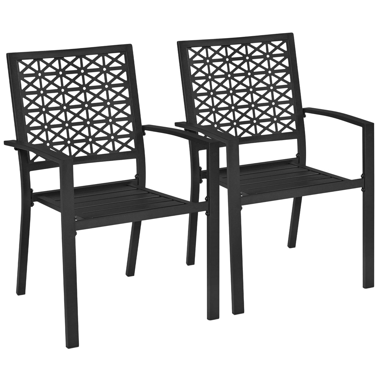 Outdoor Patio Dining Chairs Set of 2 with Armrests and Metal Frame