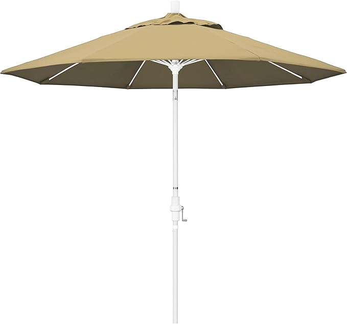 9' Round Aluminum Pole Fiberglass Rib Market Umbrella, Crank Lift