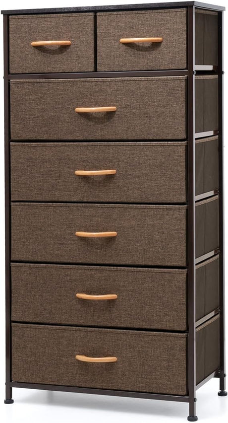 Dresser for Bedroom with 7 Drawers, Tall Dresser Vertical Storage Tower