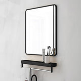 24 * 30inch Mirror Hangs Horizontally or Vertically Black Metal Framed Bathroom Mirror