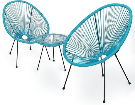 3 Piece Outdoor Seating Acapulco Chair, Modern Patio Furniture Outdoor Conversation Set