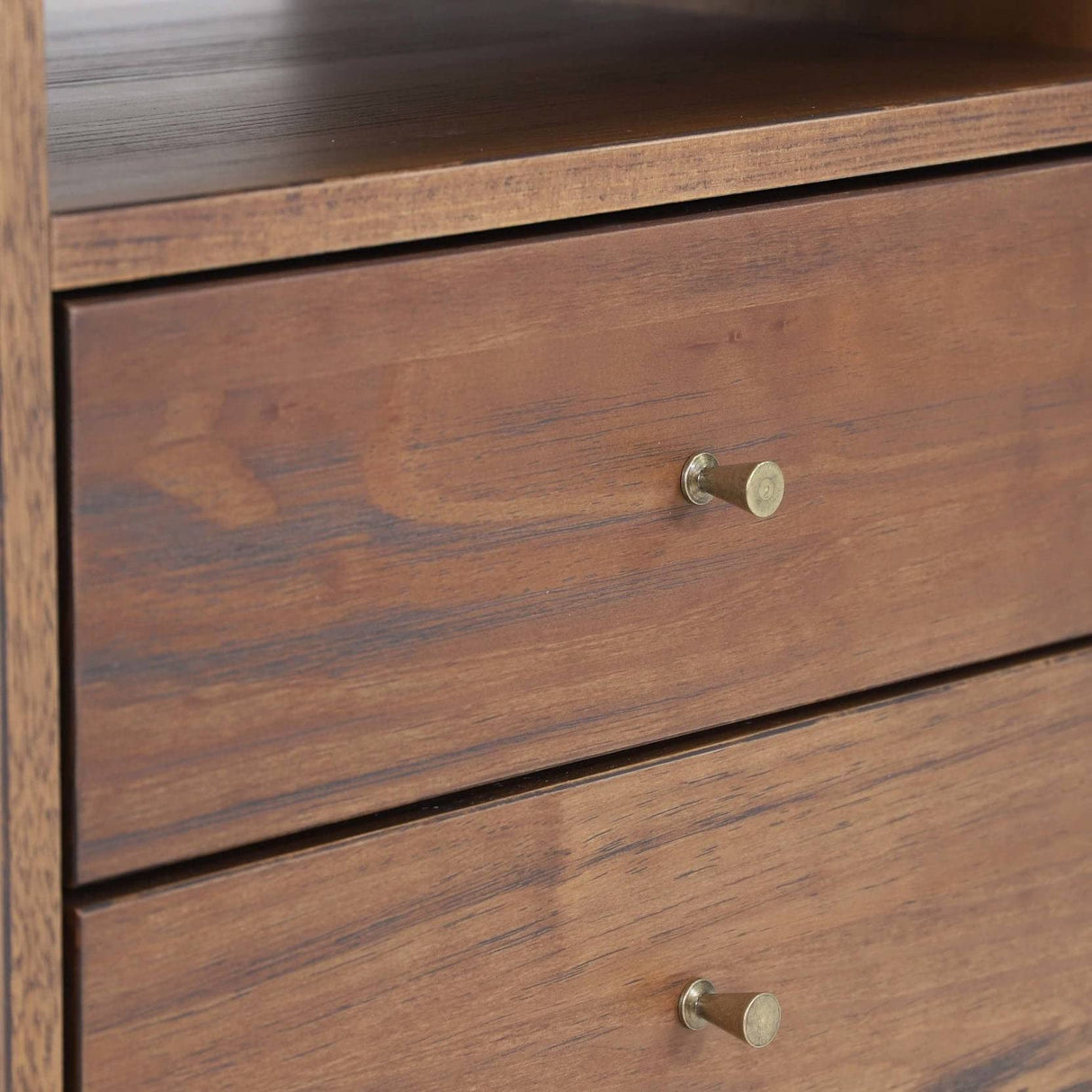 Mid Century 2-Drawer Nightstand, Solid Wood with a Brushed Walnut Finish