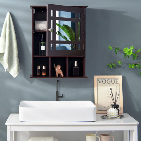 Wall-Mounted Bathroom Cabinet, 2-in-1 Storage Organizer with Mirror Door