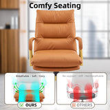 Executive Gold Office Chair - Leather Desk Chair with Armrests