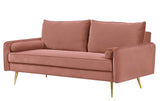 Container Luxury 2-Piece Sofa Set, Chesterfield-Inspired Design with Scrolled Arms, Nailhead Accents & Channel Tufting, Soft Velvet Upholstery, High-Density Foam for Comfortable Seating, Rose