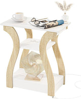 End table with Charging Station, Side Table with USB Ports and Outlets, Nightstand