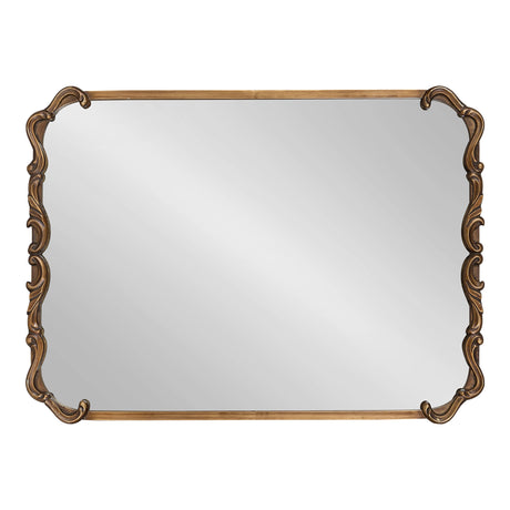 Brazelton Rounded Rectangle Ornate Traditional Mirror, 20 x 27, Gold, Ornamental Round Rectangular Classic Framed Wall Mirror