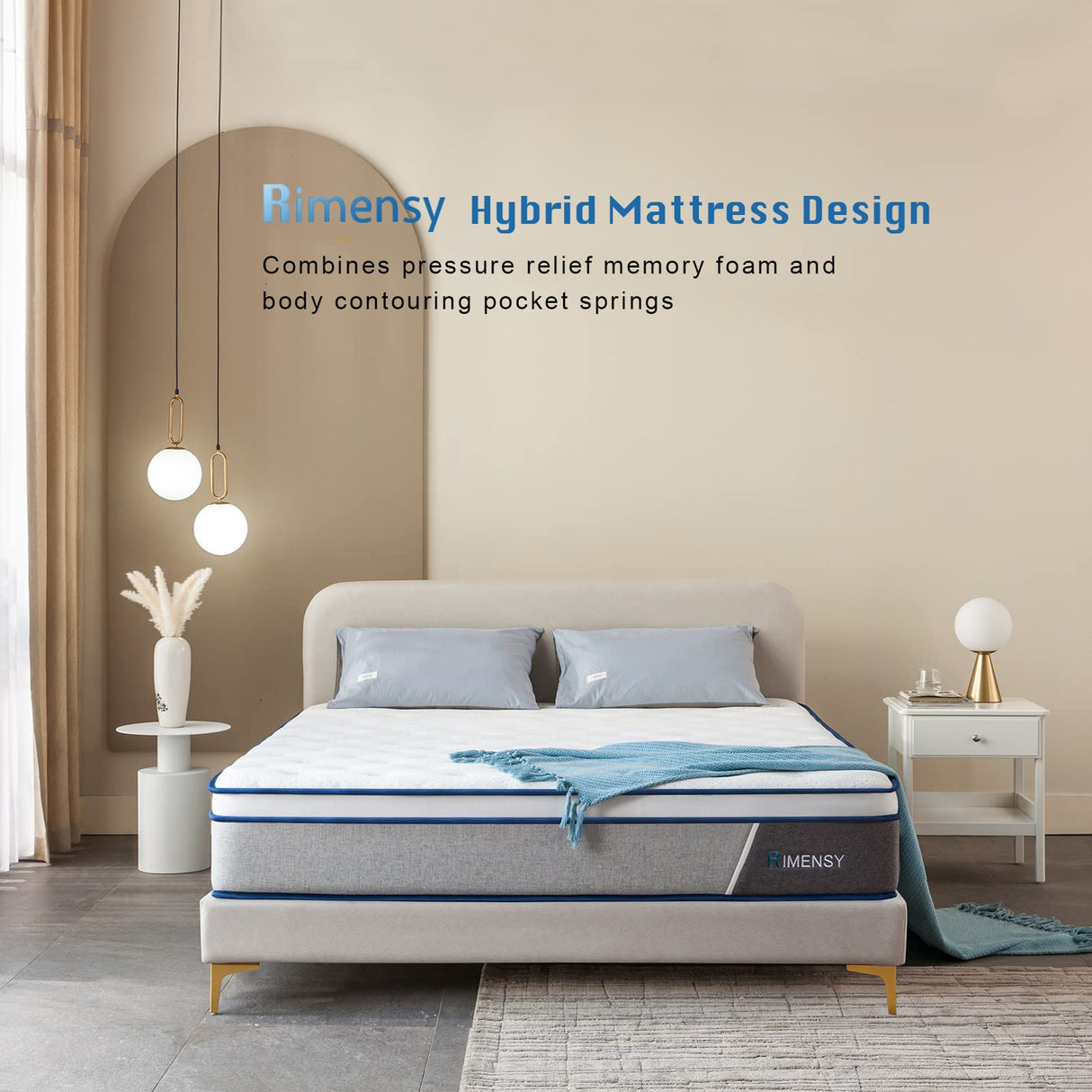 King Mattress,14 Inch Hybrid Mattress in a Box,Gel Memory Foam Mattress