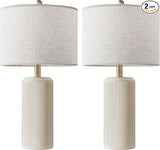 23" Ceramic Table Lamp Set of 2 - 3-Level Dimmable Farmhouse Bedside Lamps