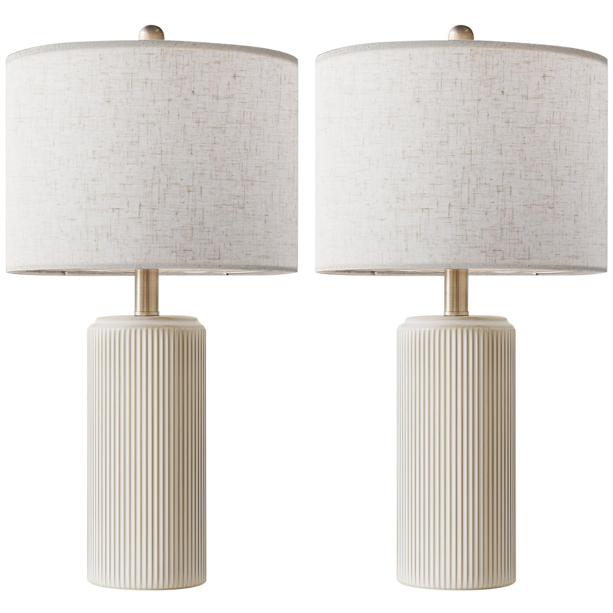 23" Ceramic Table Lamp Set of 2 - 3-Level Dimmable Farmhouse Bedside Lamps