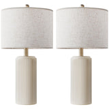 23" Ceramic Table Lamp Set of 2 - 3-Level Dimmable Farmhouse Bedside Lamps