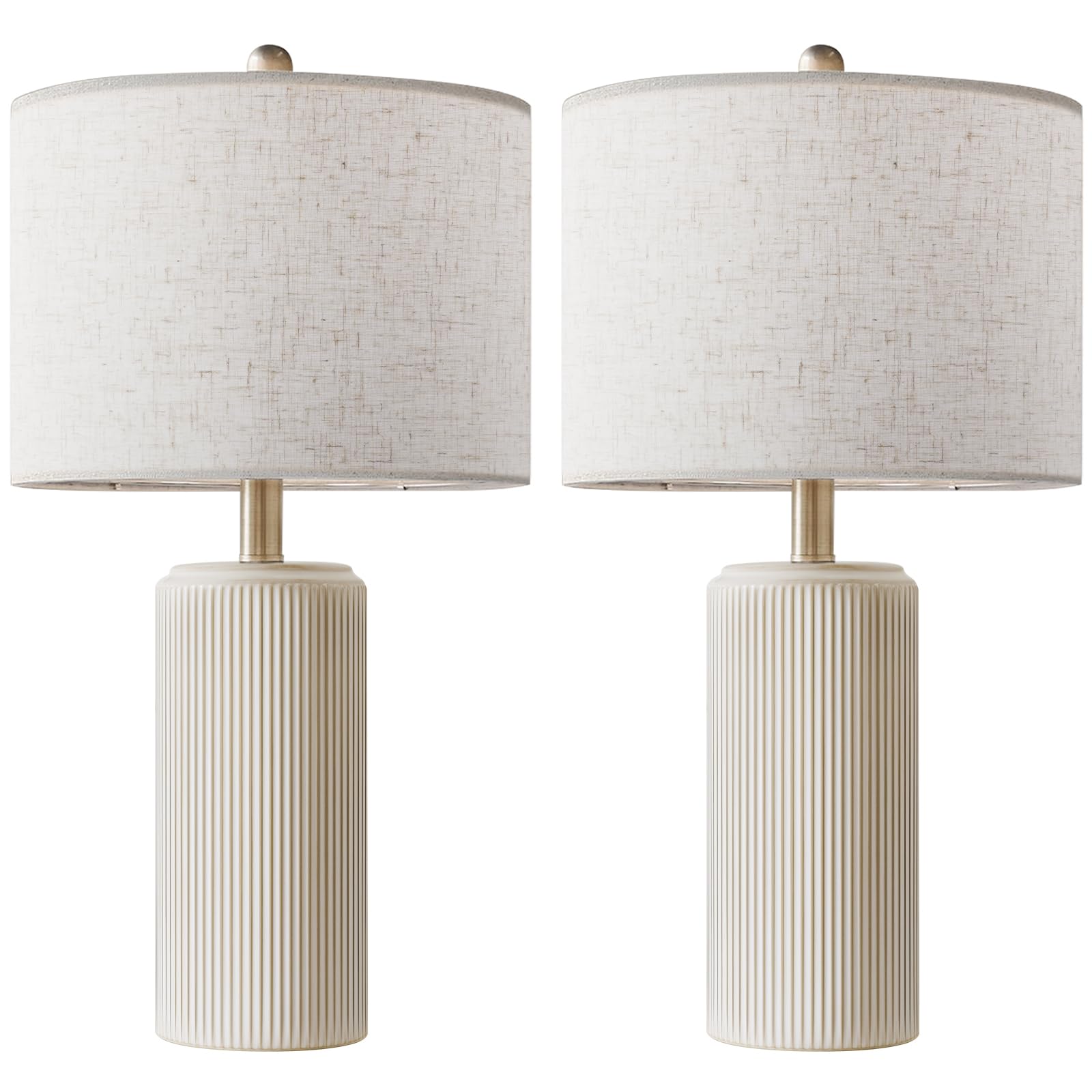 23" Ceramic Table Lamp Set of 2 - 3-Level Dimmable Farmhouse Bedside Lamps