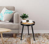 Black Small Accent Table, Modern Boho Bedside Mid-Century Patio Side End Tables