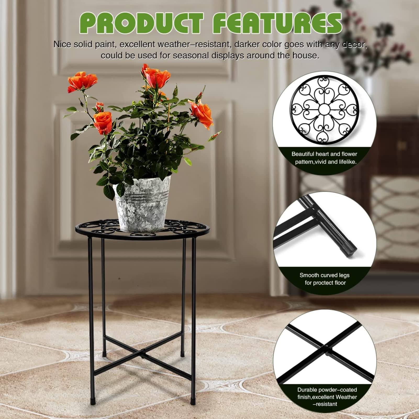 BlossomFrame 15” Tall Metal Plant Stand Set