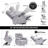 Electric Power Lift Recliner Chair Sofa for Elderly with Massage and Heat, Linen Fabric