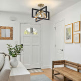 Semi-Flush Mount Ceiling Light - Black and Gold Industrial 4-Light Fixture