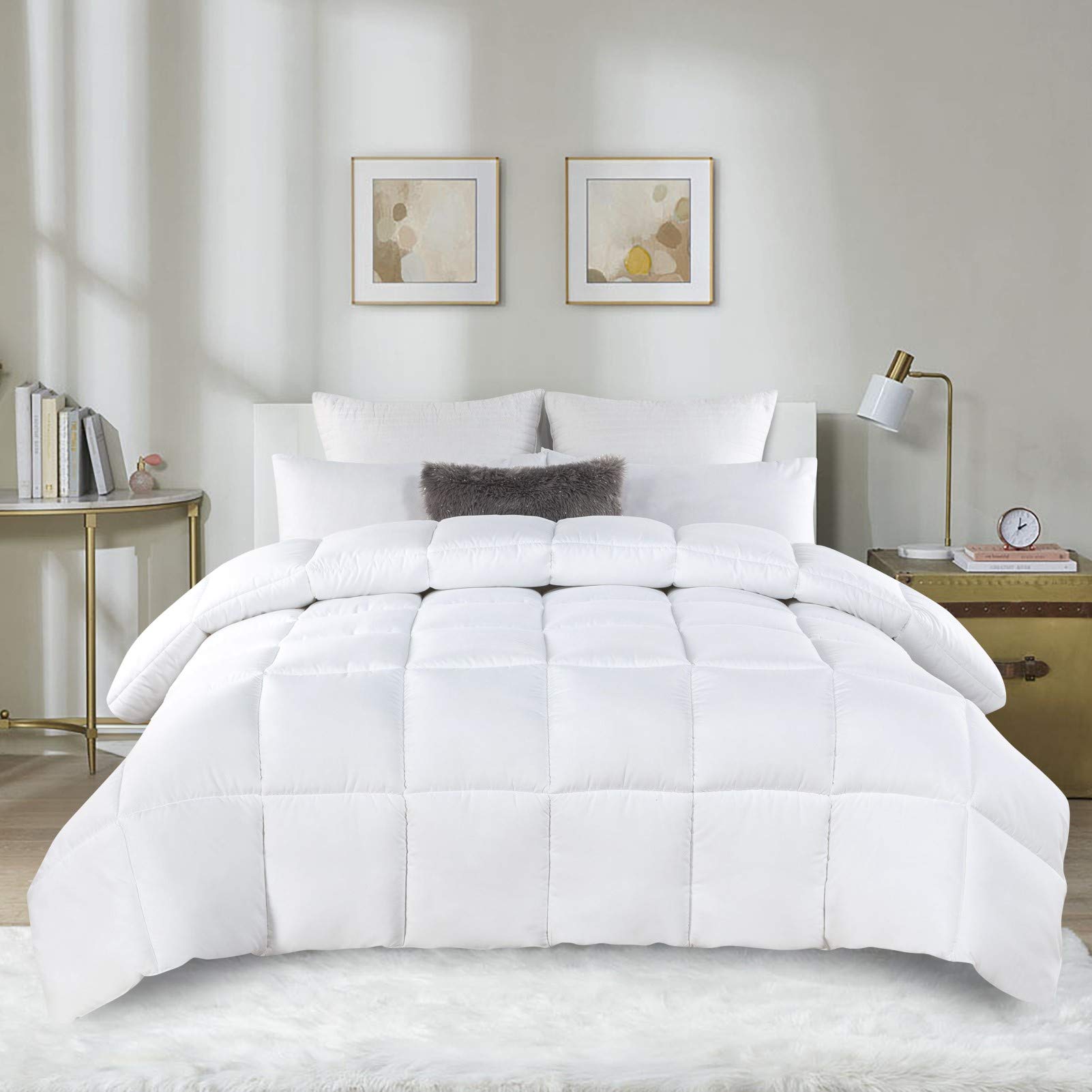 Goose Down Alternative Quilted Comforter-All Season Luxury 350 GSM Comforter