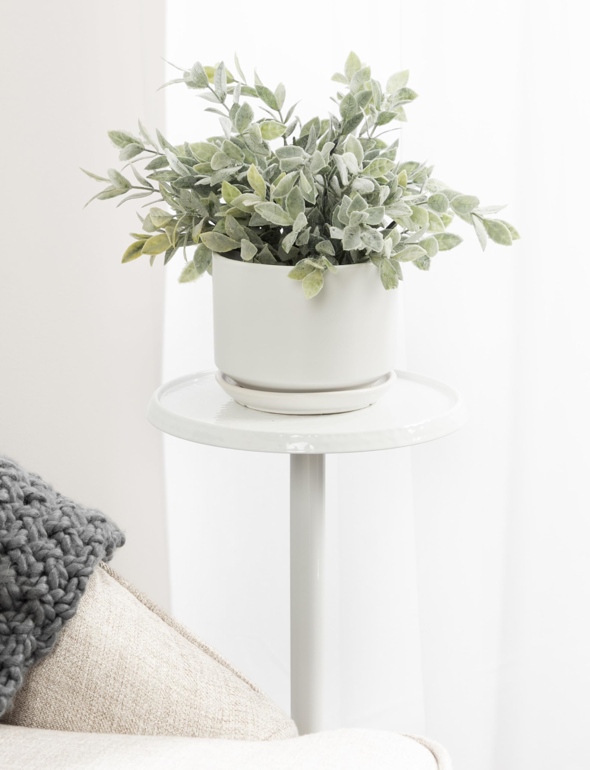 Sanzo Modern Pedestal Outdoor Drink Table, 9 x 9 x 23, White