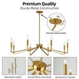 38" Gold Chandeliers for Dining Room, 8-Light Modern Farmhouse Chandelier Light