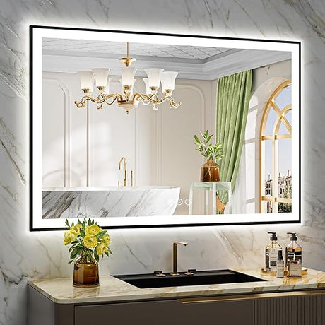 60x36 Inch LED Bathroom Mirror with Lights Front and Backlit Lighted Vanity Mirror