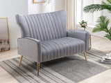 Velvet Couch Modern Wingback Loveseat Tufted Luxury Sofa with Gold Legs for Living