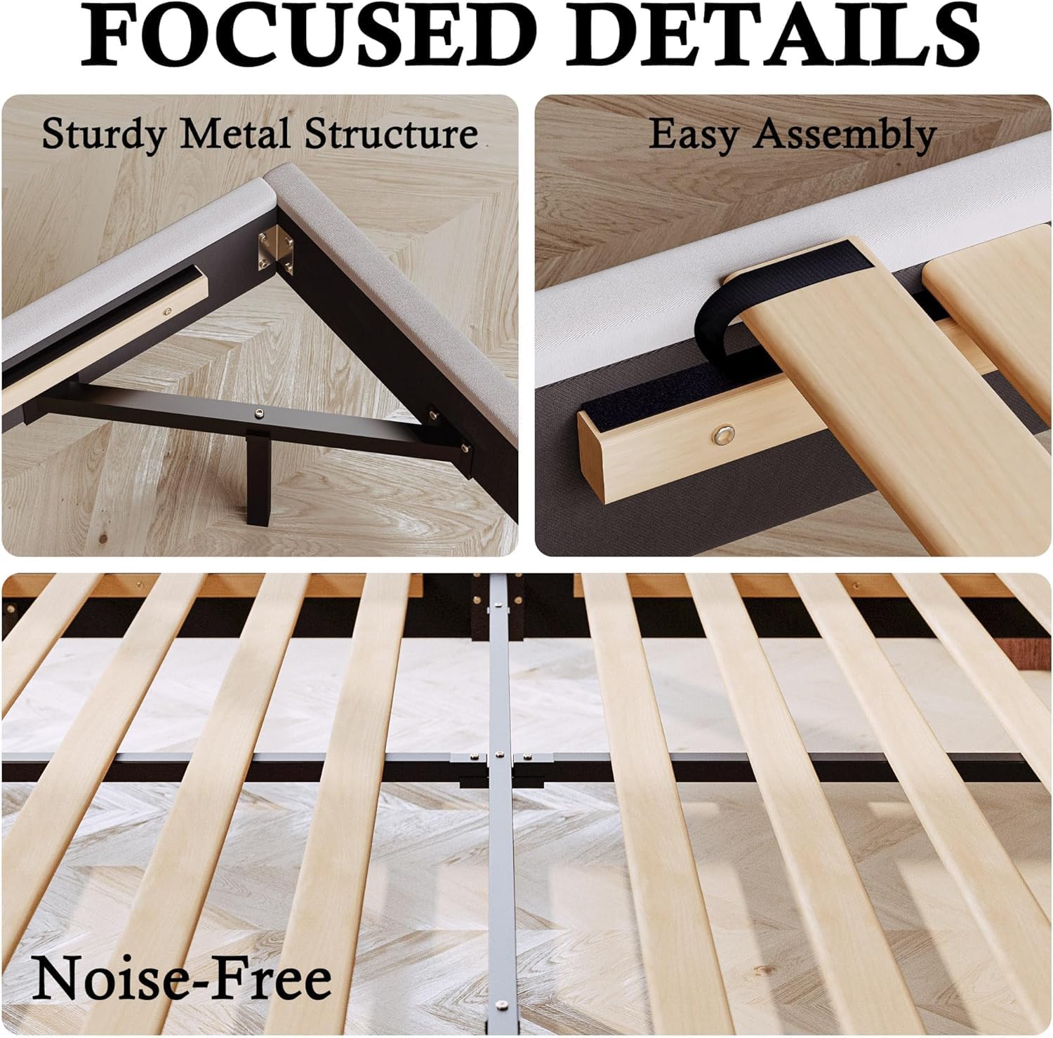 King Floating Bed Frame with LED Lights & USB Charging