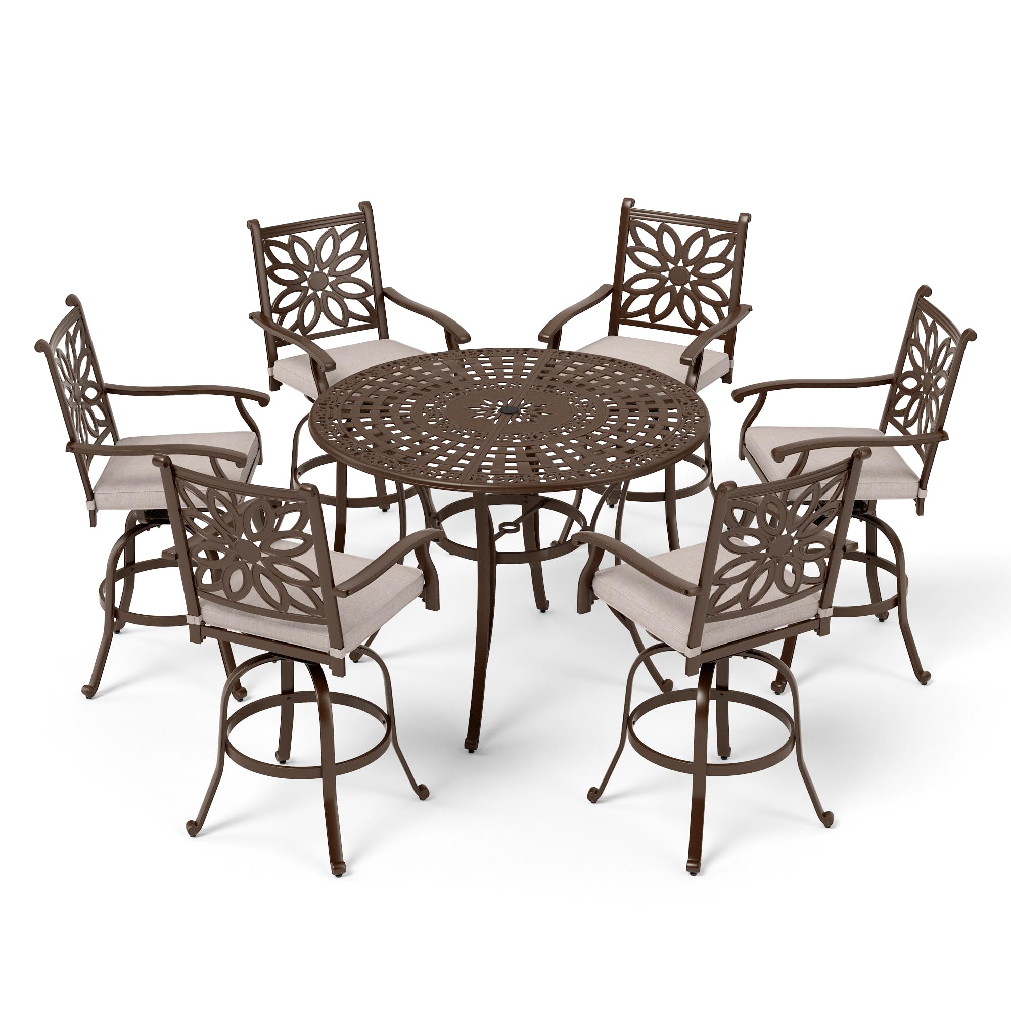 7 Pieces Cast Aluminium Patio Bar Set