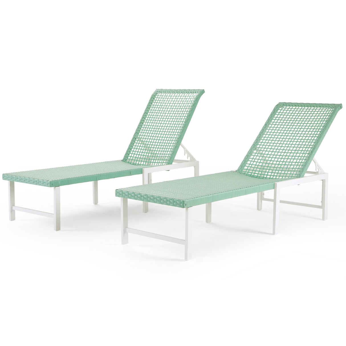 Outdoor Chaise Lounge Chair Set of 2, Rattan Aluminum All Weather Pool Chairs