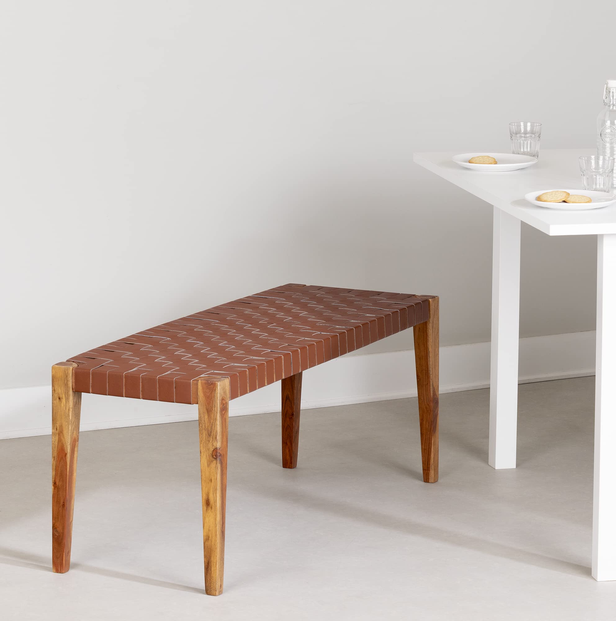 Nicole Miller Raul Bench - Velvet Upholstered | Channel Tufted | Mirrored