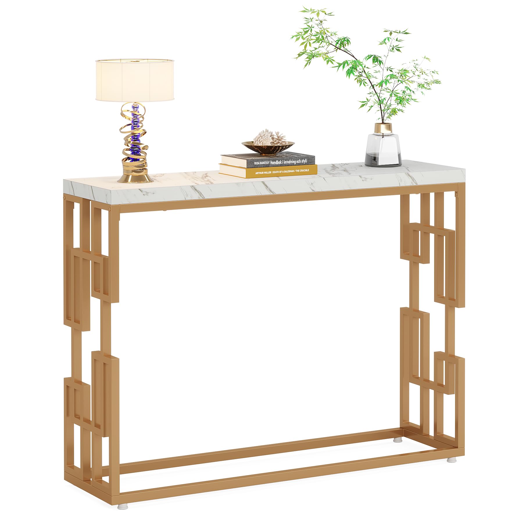 Console Table, Modern 42.5" Sofa Tables Entryway Hallway Foyer Table, White Faux