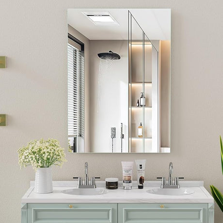 24"x 32" LED Bathroom Mirror with Stepless Dimmable Wall Mirrors with Anti-Fog,