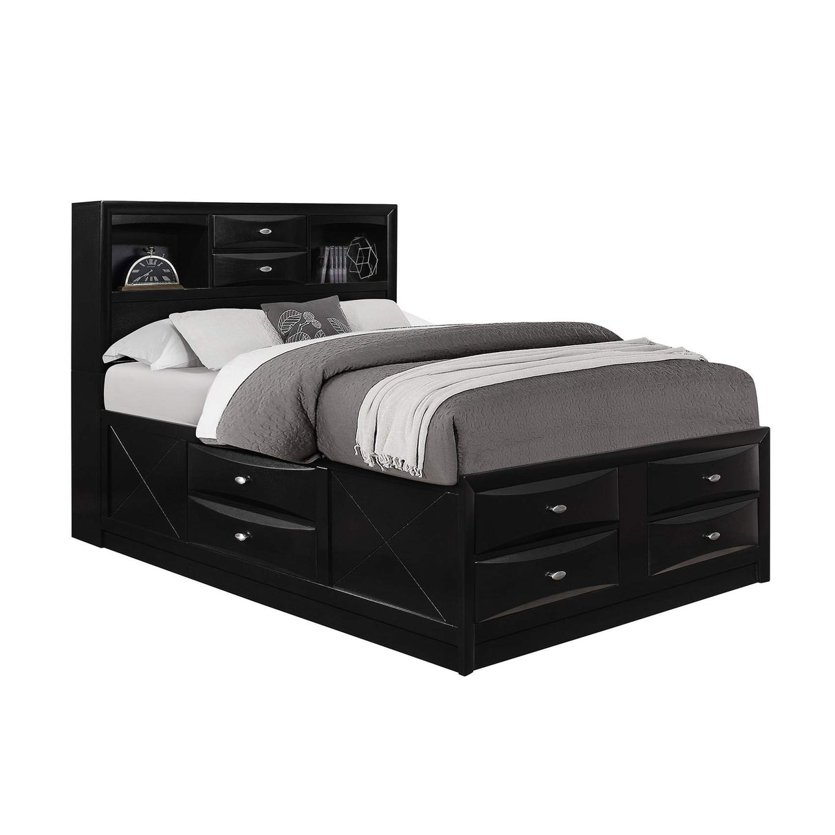 Furniture USA Linda Bed, Queen, Black (LINDA-BL-QB (M))