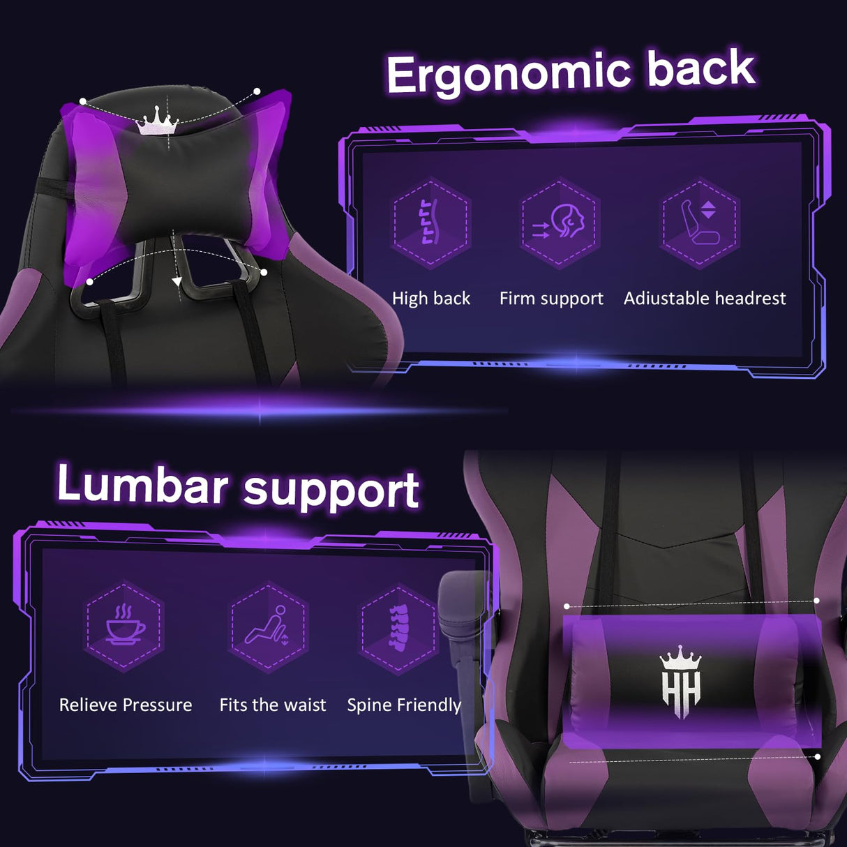 Ergonomic Gaming Chair with Footrest - Reclining Big and Tall Office Chair