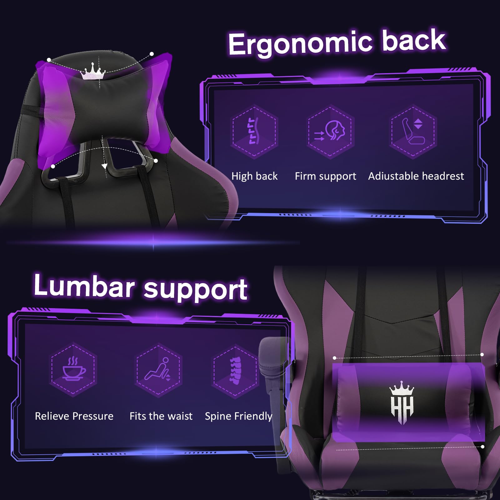 Ergonomic Gaming Chair with Footrest - Reclining Big and Tall Office Chair