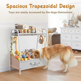 Large Dog Toy Storage Basket with Shelf & Hooks - 23.6" Organizer