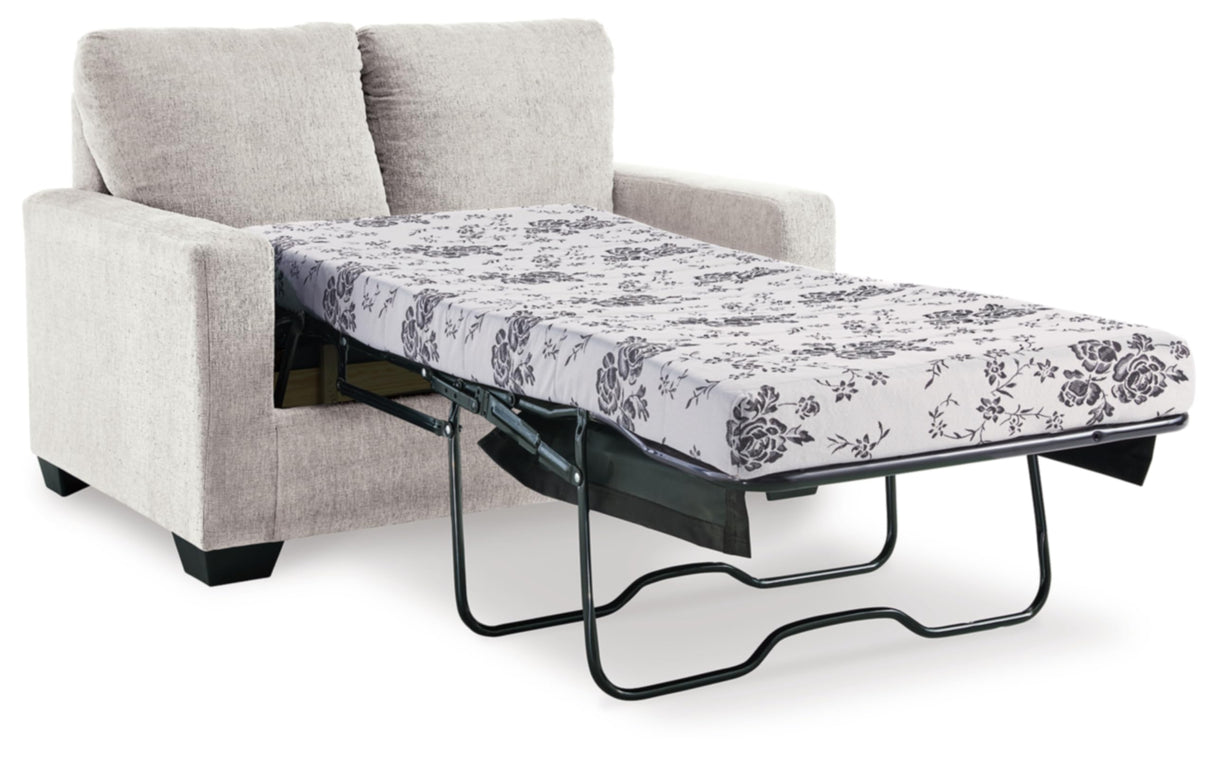 Rannis Coastal 2-in-1 Sofa Sleeper with Folding Gel Memory Foam Mattress, Twin, White