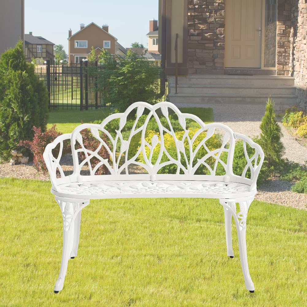 Outdoor Bench, Garden Metal Loveseat Furniture