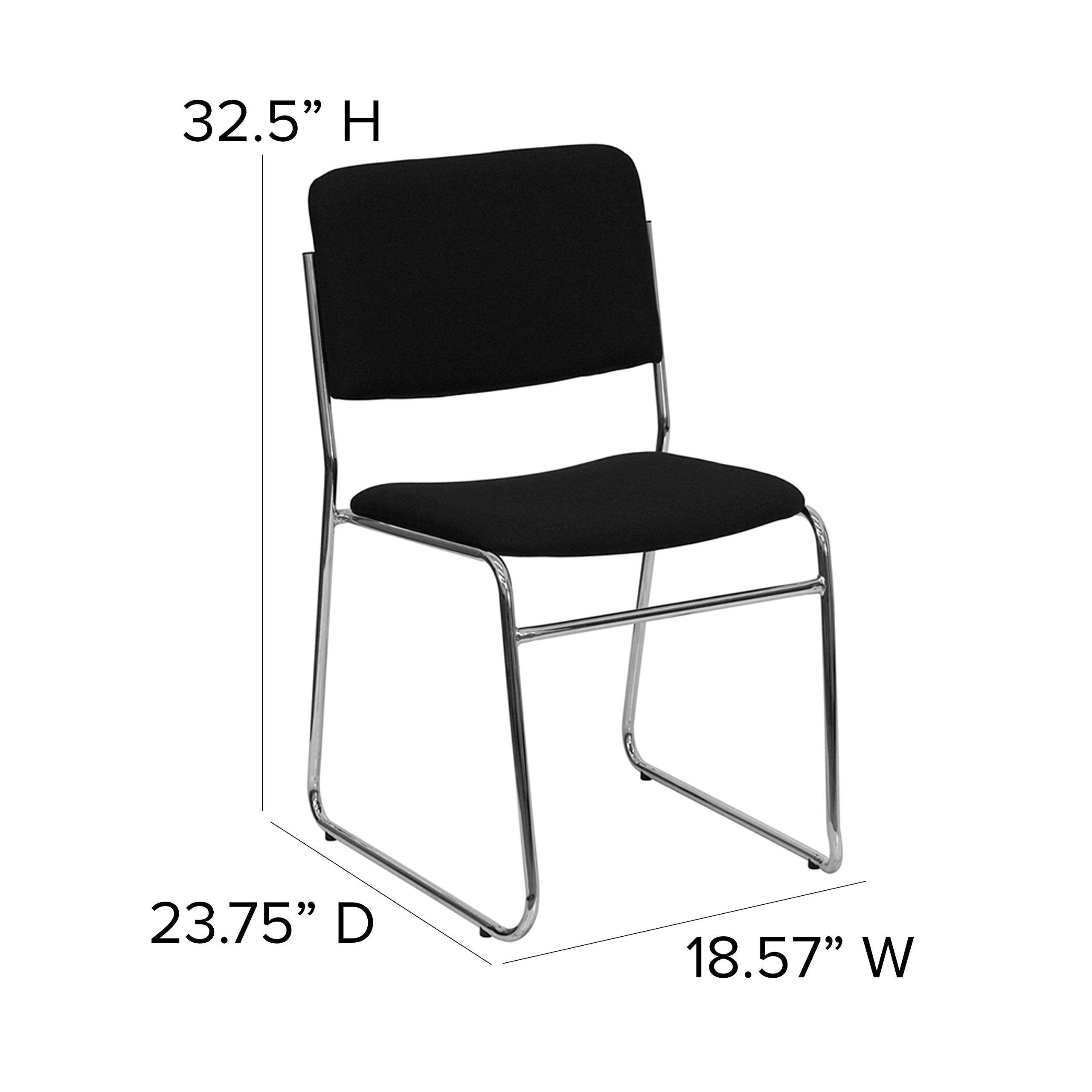 500 lb. Capacity Black Fabric High Density Chrome Stacking Chair