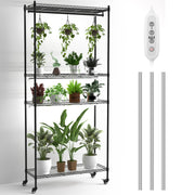 Plant Stand with Grow Light,4 Tier Large Tall Plant Stand,5500K 39W 3-Pack LED Full