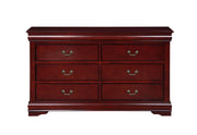 Louis Philippe Rectangular Wood 6-Drawer Dresser in Cherry